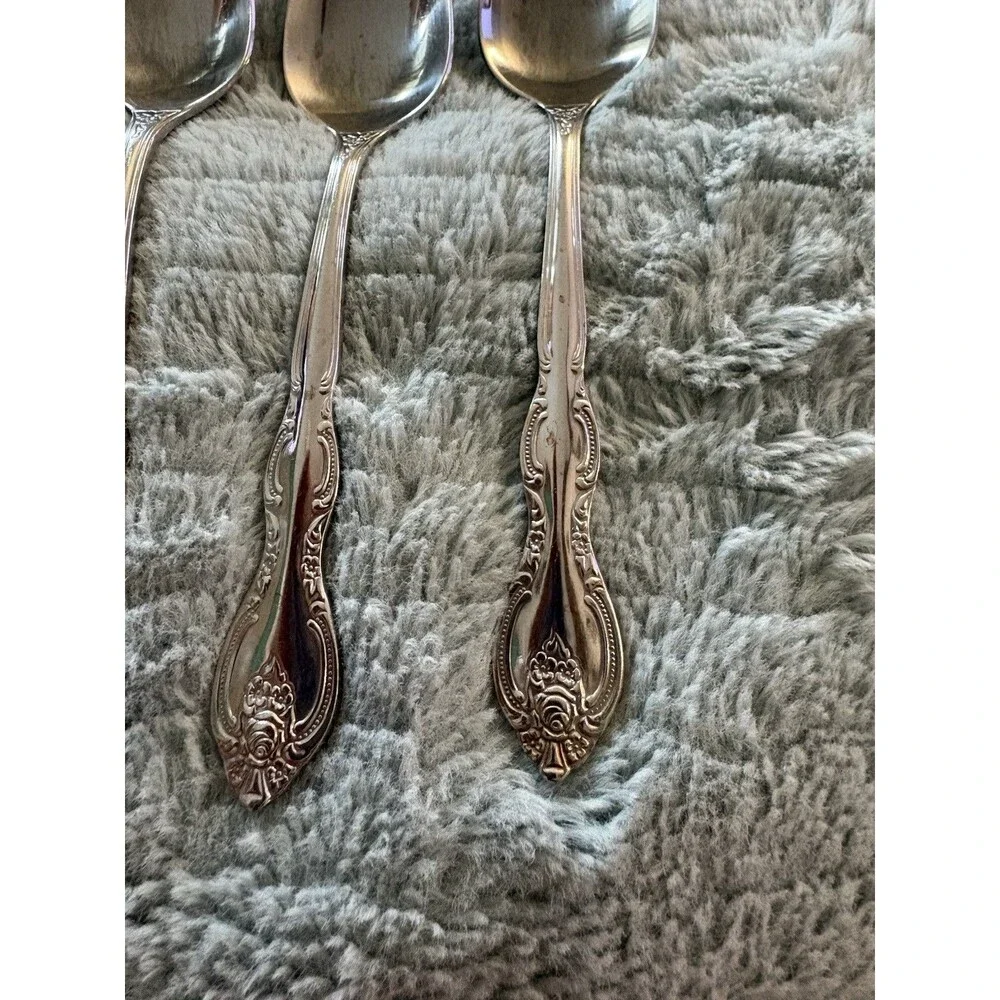 Lot Of 8 Vintage International Silver VERONA Stainless Oval Soup Spoons 7.5”